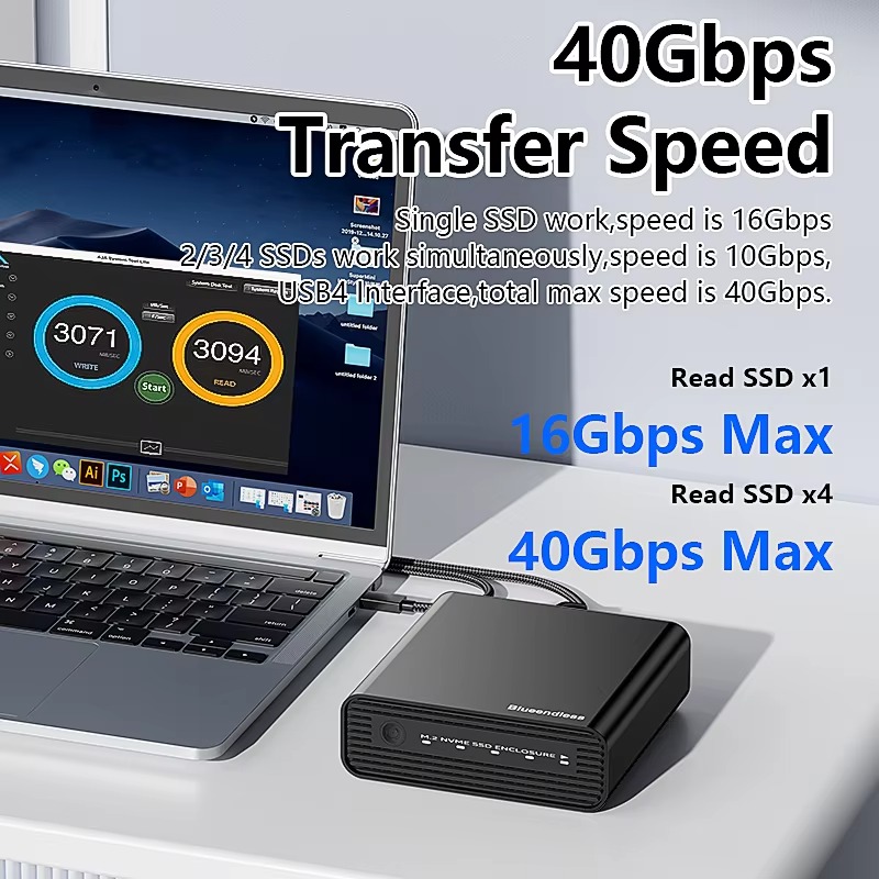Aluminum M2 4-Bay USB4 Externa - M.2 Ssd recension och pris